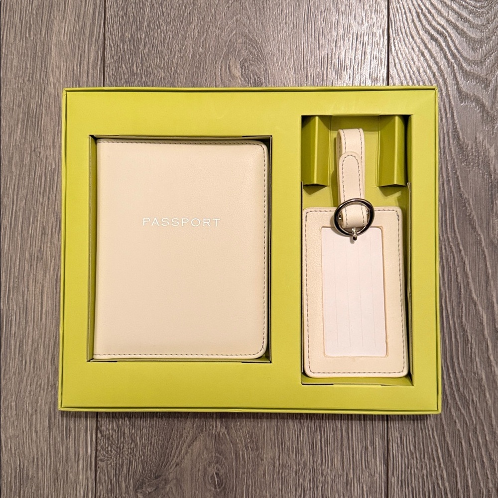 Victoria Hagan “Bon Voyage” White Faux Leather Travel 2 Piece Set